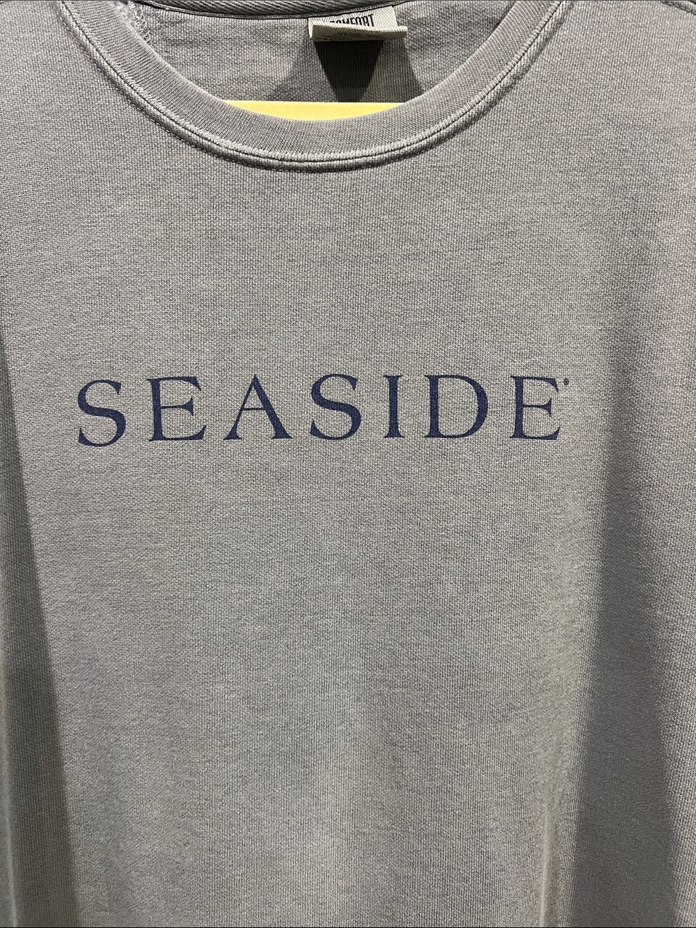 Iconic SEASIDE Men's Crewneck Sweatshirt in Gray with Navy Text - Picture 5 of 9